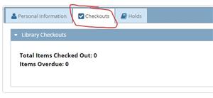 Click "Checkouts" to see what is on your account.